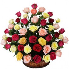 Sun-Kissed Secret Love Mixed Roses in Basket